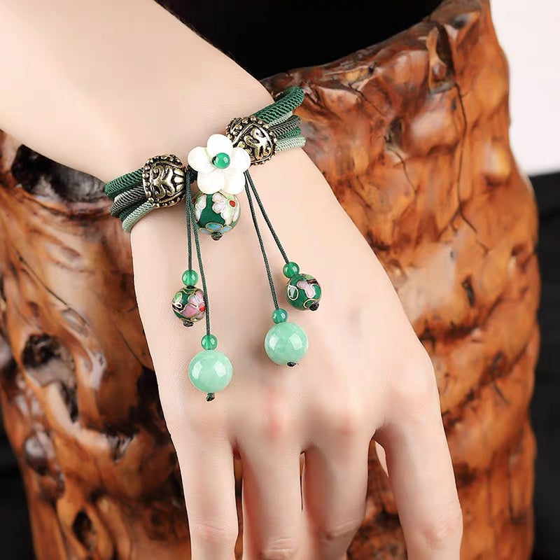 African green flower jade bracelet