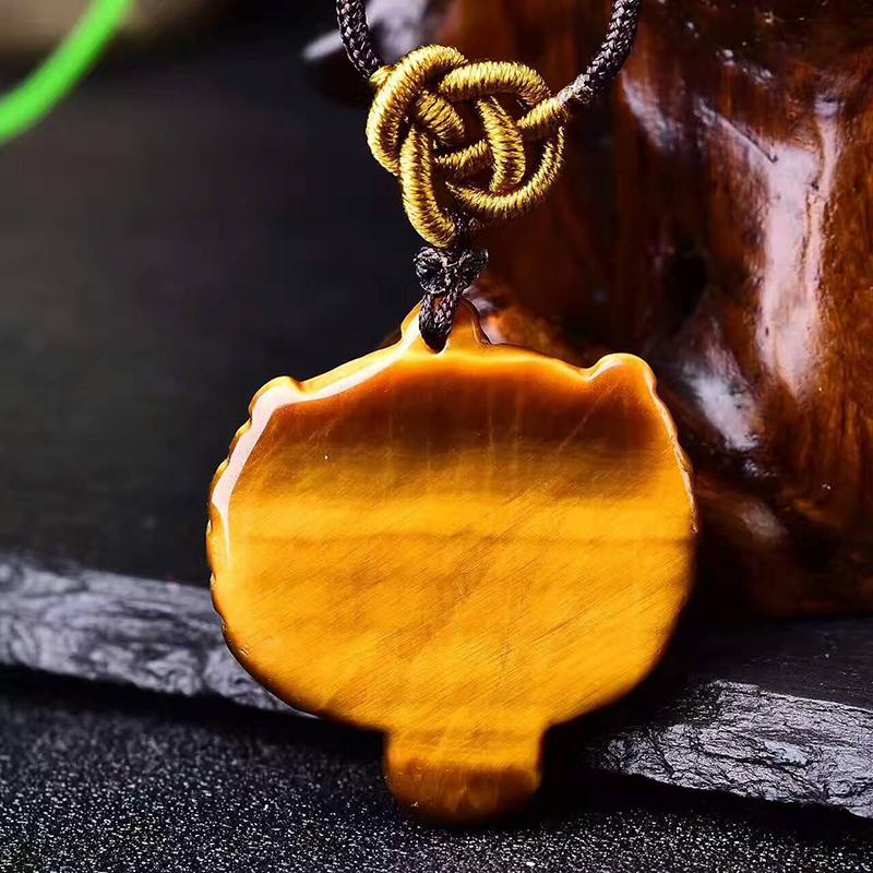 Natural Yellow Tiger Eye Stone Handmade Pendant Tiger Head