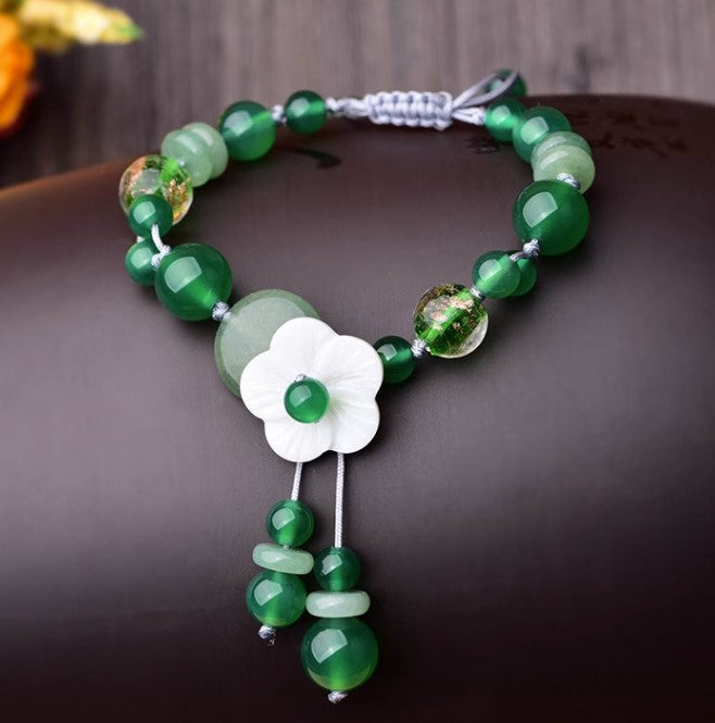 Green Agate Flower Shell  Bracelet