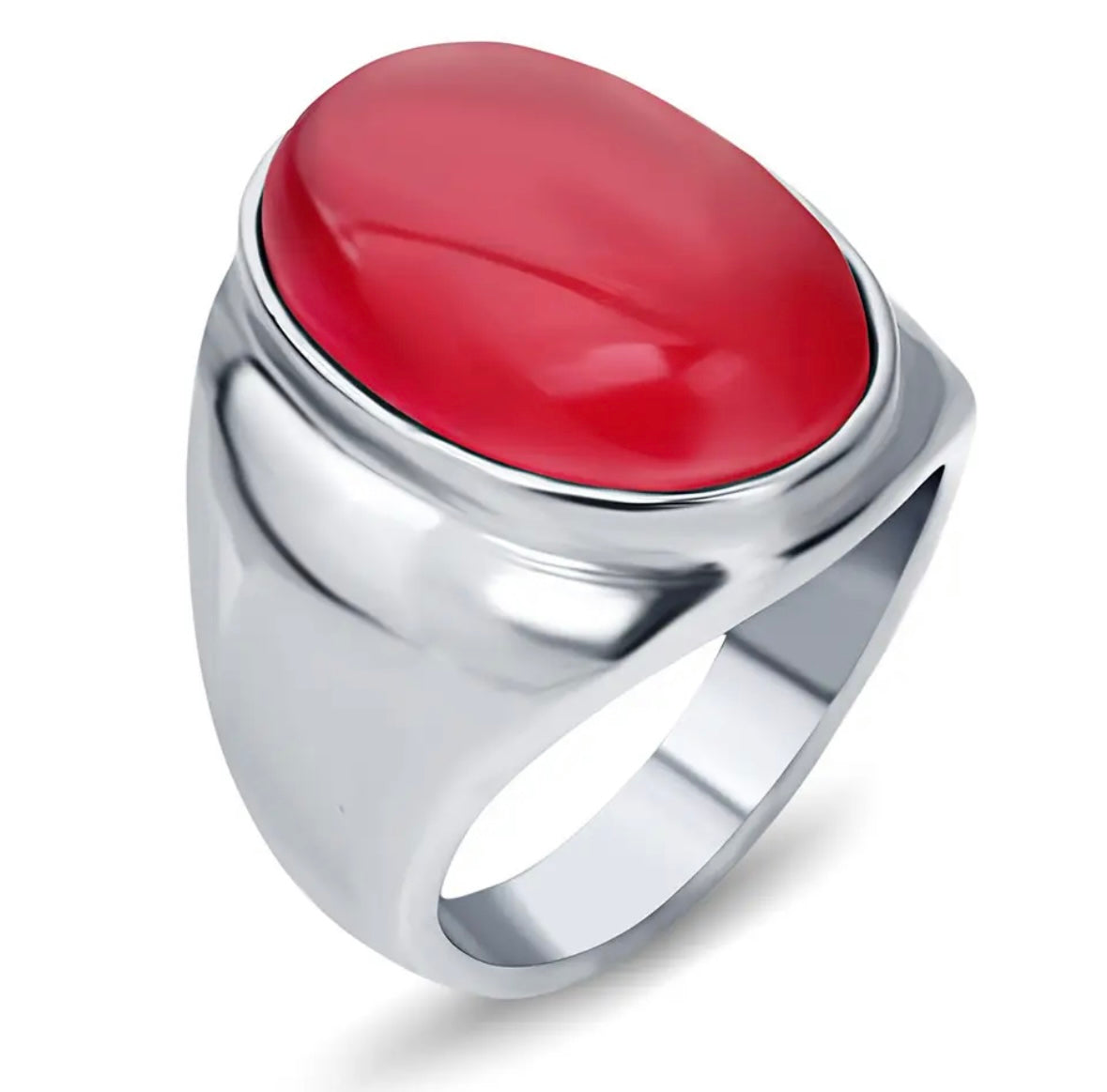 Semi Precious Stone Ring for Men Stainless Steel