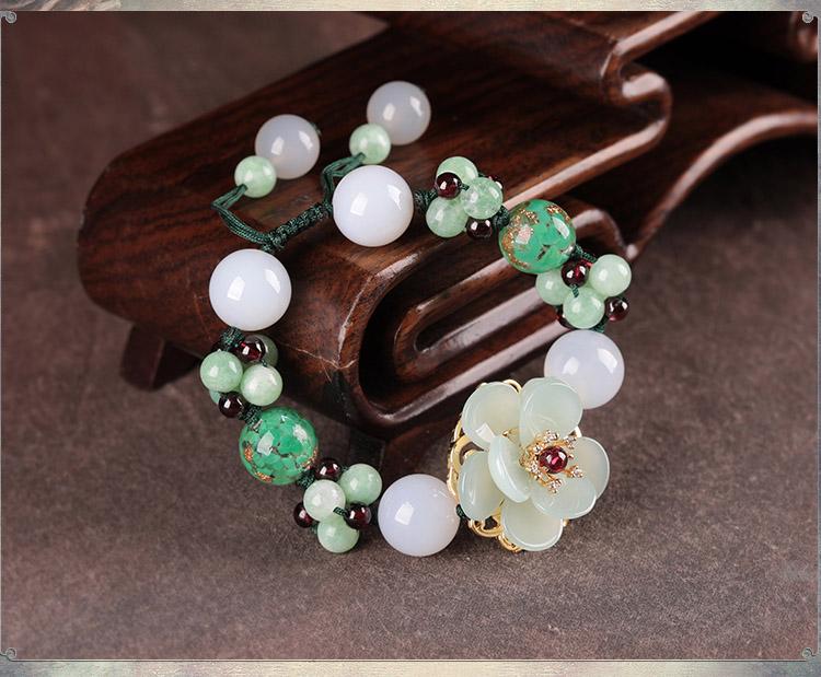 Luxury Green Agate Flower Bracelet