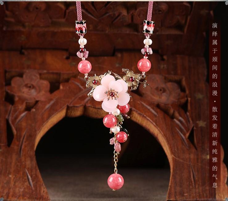 Elegant Pink Tourmaline Flower Necklace