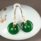 Elegant Green Emerald & Shell Flower Earrings