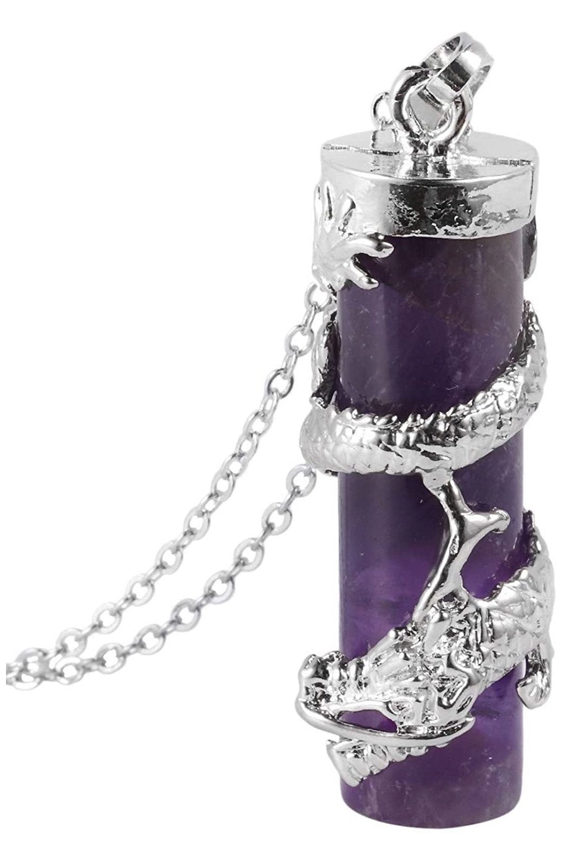 Dragon Totem Natural Stone Crystal Pendent - amethyst