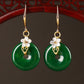 Elegant Green Emerald & Shell Flower Earrings