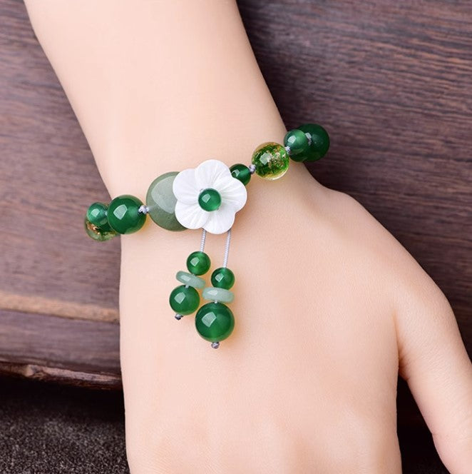 Green Agate Flower Shell  Bracelet