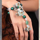 Jade & Agate Flower Fairy Bracelet Ring with Garnet