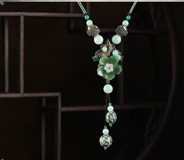 Beautiful Jade Flower Necklaces