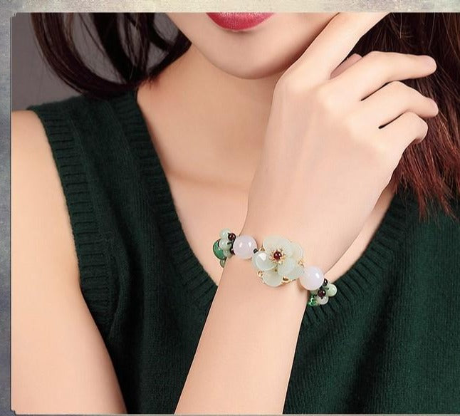 Luxury Green Agate Flower Bracelet