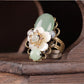 Oval Jade Shell Flower Ring