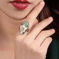 Oval Jade Shell Flower Ring