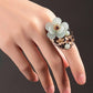 Green Agate Garnet Crystal Flower Ring