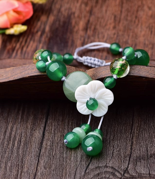 Green Agate Flower Shell  Bracelet