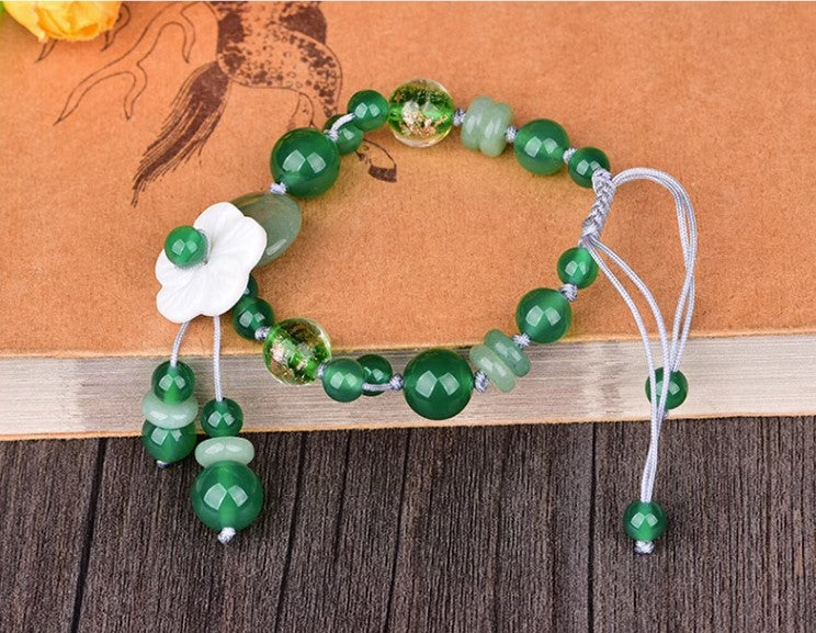 Green Agate Flower Shell  Bracelet