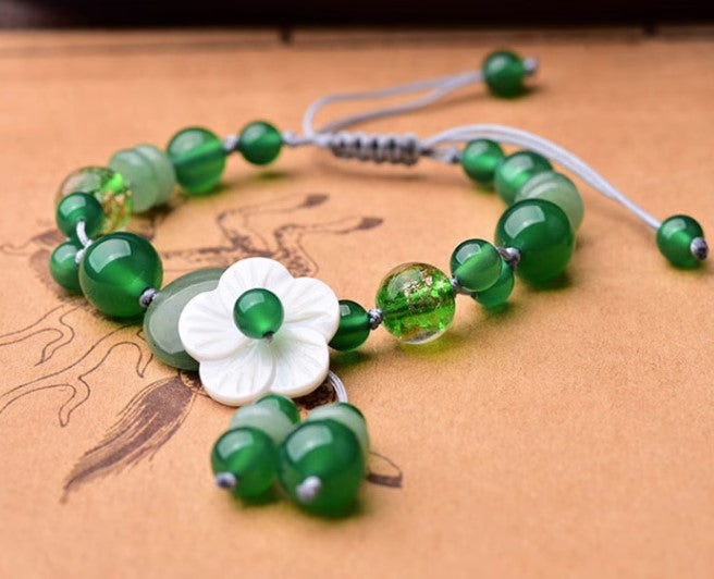 Green Agate Flower Shell  Bracelet