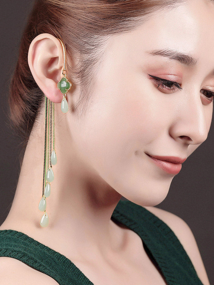 Jade One Ear Long hanging Earring