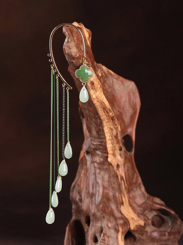 Jade One Ear Long hanging Earring