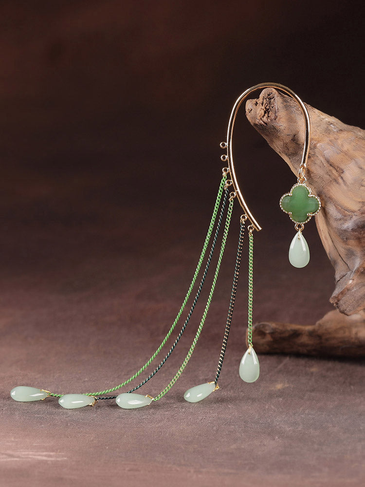 Jade One Ear Long hanging Earring