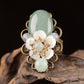 Oval Jade Shell Flower Ring