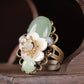 Oval Jade Shell Flower Ring