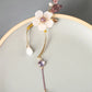 Fairy Long Tassel One Ear Amethyst Pink Flower Earring