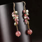 Pink Tourmaline Strawberry Crystal Earrings