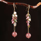 Pink Tourmaline Strawberry Crystal Earrings