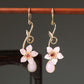 Pink Rose Quartz Shell Flower Earrings