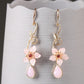 Pink Rose Quartz Shell Flower Earrings