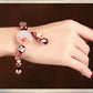 Charming Perfections Pink Agate, Strawberry Crystal & Garnet Flower Stone Bracelet