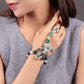 Jade & Agate Flower Fairy Bracelet Ring with Garnet