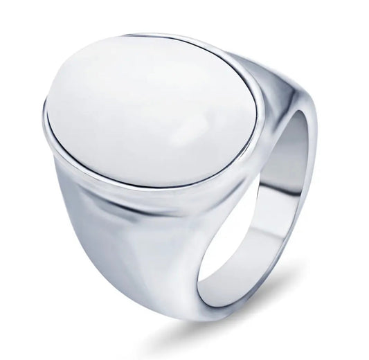 Semi Precious Stone Ring for Men Stainless Steel