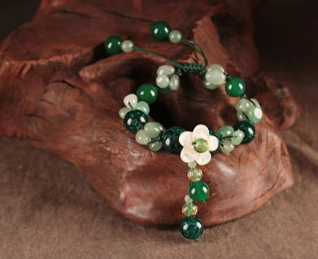 Genuine A+ Jade and Agate Flower bracelet