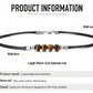 Classic Black Leather Crystal Stone Bead Cord Necklace - Tiger Eye