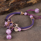 Fairy Amethyst Crystal Stone Charms Adjustable Bead Bracelet