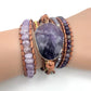 Amethyst Stone Wrap Leather Bracelet