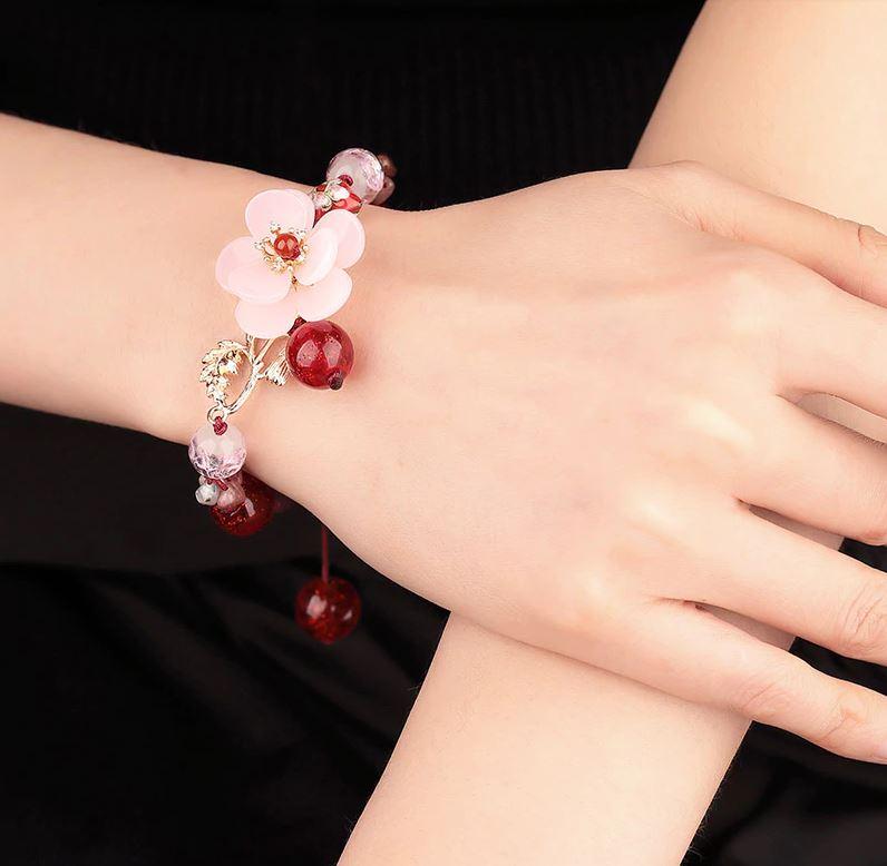 Luxury Pink Tourmaline Flower Bracelet