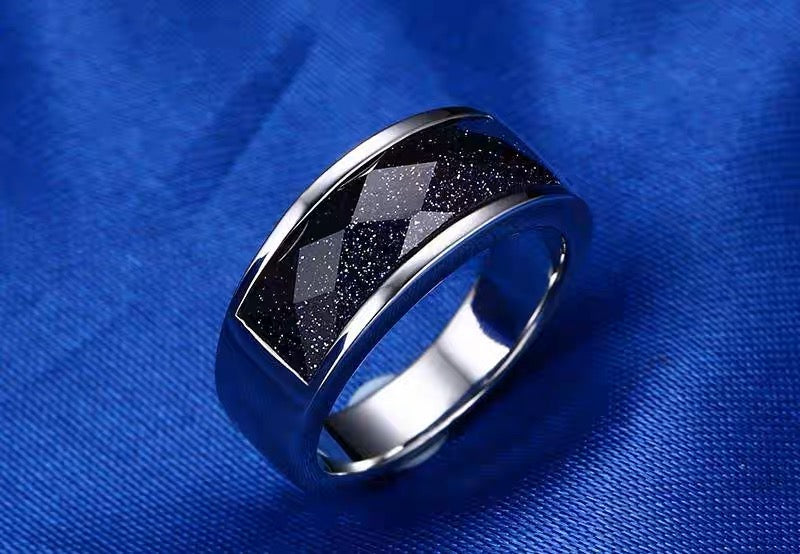 Slim Semi Precious Stone Ring for Men Stainless Steel