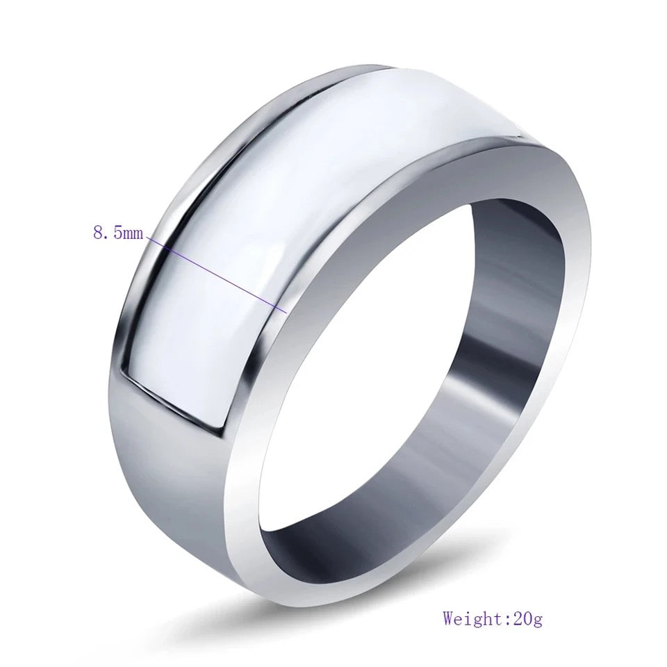 Slim Semi Precious Stone Ring for Men Stainless Steel