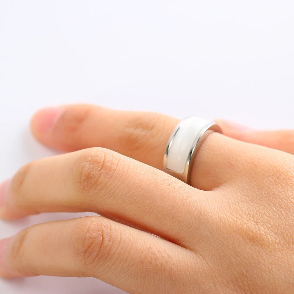 Slim Semi Precious Stone Ring for Men Stainless Steel