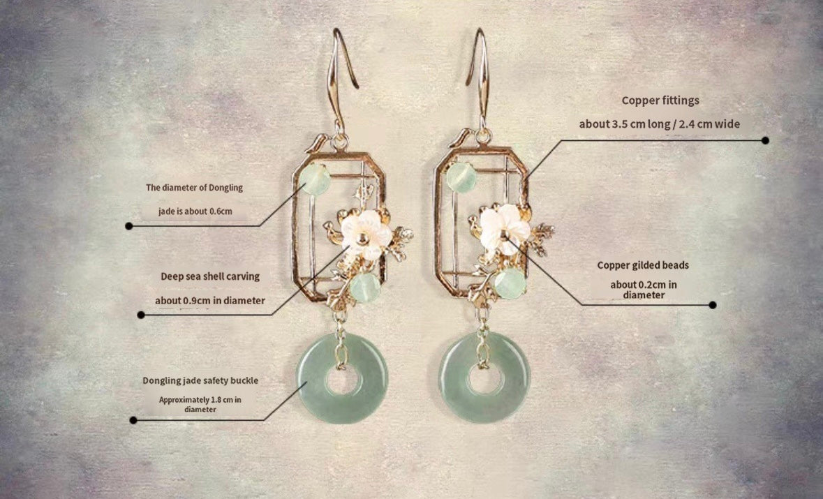 Elegant Green Jade Earrings Pure Natural Stone Crystal