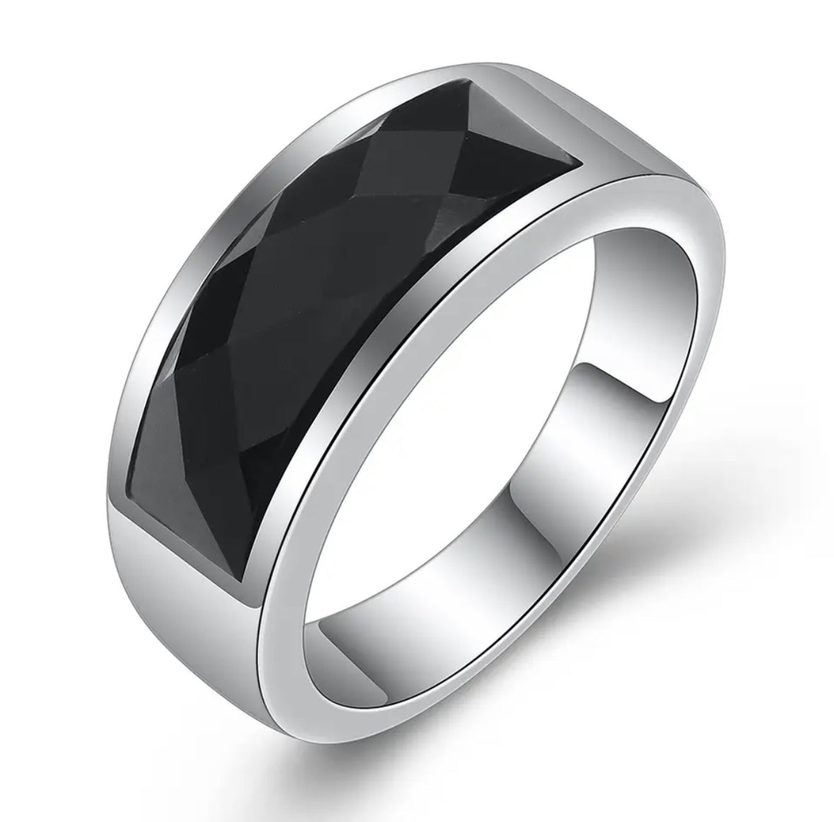 Slim Semi Precious Stone Ring for Men Stainless Steel