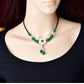 Charming Perfections High Quality Natural Green Aventurine and shell flower necklace Jewelry around neck  with brown background Pure Natural Stone Crystal Beauty Jewelry. Perfect for Birthday Gifts, Anniversary, Black Friday, Christmas, or any Occasion. Perfect Present for a Loved one. Fashion and Style. Very Fashionable for that special someone.