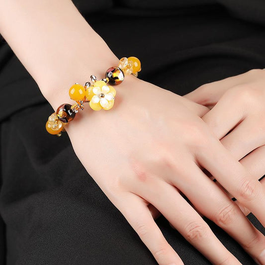 Charming Perfections Handmade Yellow Agate Crystal Natural Stone Bracelet Jewelry on wrist for Gift, Birthday, Anniversary, Wedding, Christmas Friendship and Holiday