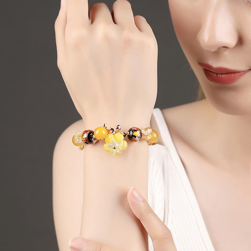 Charming Perfections Handmade Yellow Agate Crystal Natural Stone Bracelet Jewelry on wrist for Gift, Birthday, Anniversary, Wedding, Christmas Friendship and Holiday