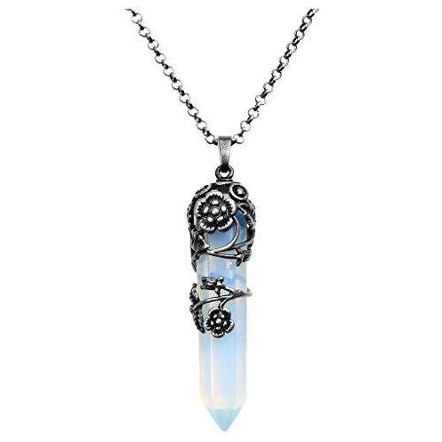 Prism Totem Natural Stone Crystal Flower Pendent Antique