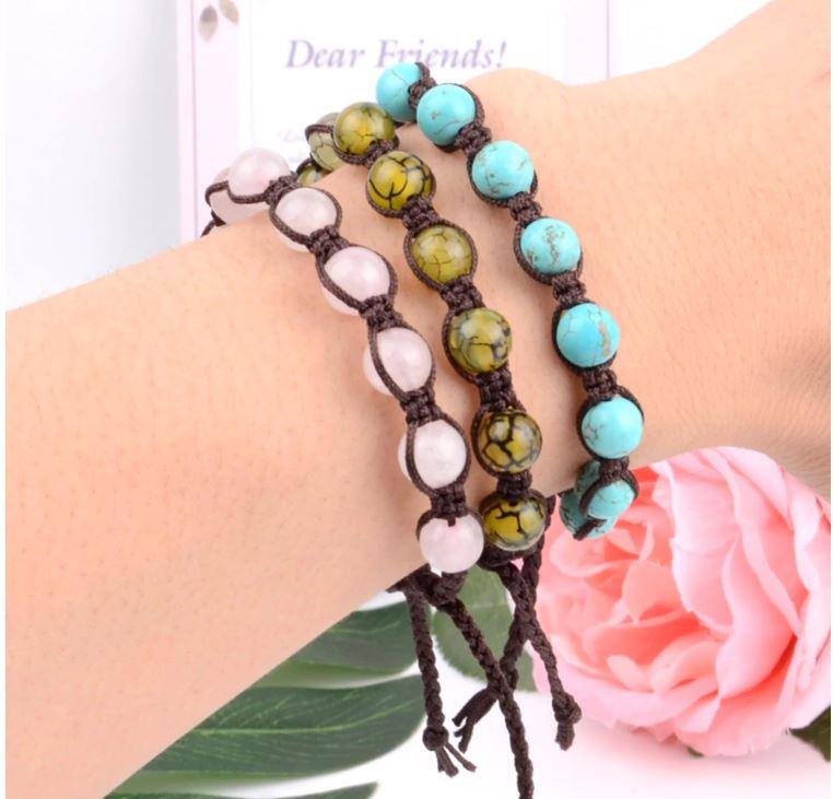 Natural Stone Beaded Braided Bracelets More Colors