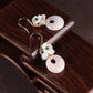 White Chalcedony Emerald Flower Earrings Pure Natural Crystal Stone