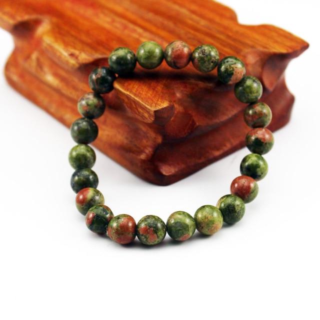 Charming Perfections Unakite Chakra Natural Crystal Stone Stretch Bracelets 8mm Jewelry with White background for Gift, Birthday, Anniversary, Wedding, Christmas Friendship and Holiday. 