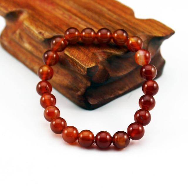 Natural Lava Beads Bracelet 4 Color Tiger Eye Stone with Matte Agate Hand  String (Red Tiger Eye, 8mm Beads x 8.5 inches)